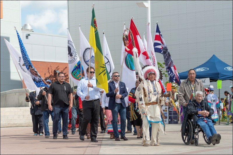 Grand March - Mayor Ryan Bater of North Battleford and Mayor Ames Leslie of Battleford participate.