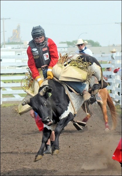 Ryder Zunti on a steer at the Unity Western Days rodeo, June 2. Photo by Helena Long