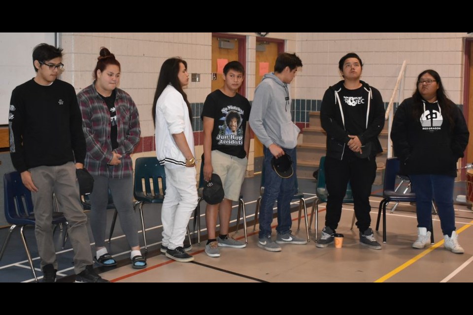 The students who worked on the Tiny House Project were applauded during a reception at Chief Gabriel Cote Education Complex on June 19.