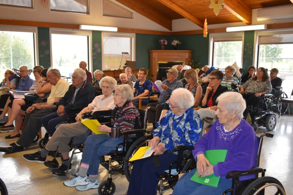 Residents of the Kamsack and District Nursing Home were treated to banana split sundaes prepared and served by members of the Home’s auxiliary on June 19.