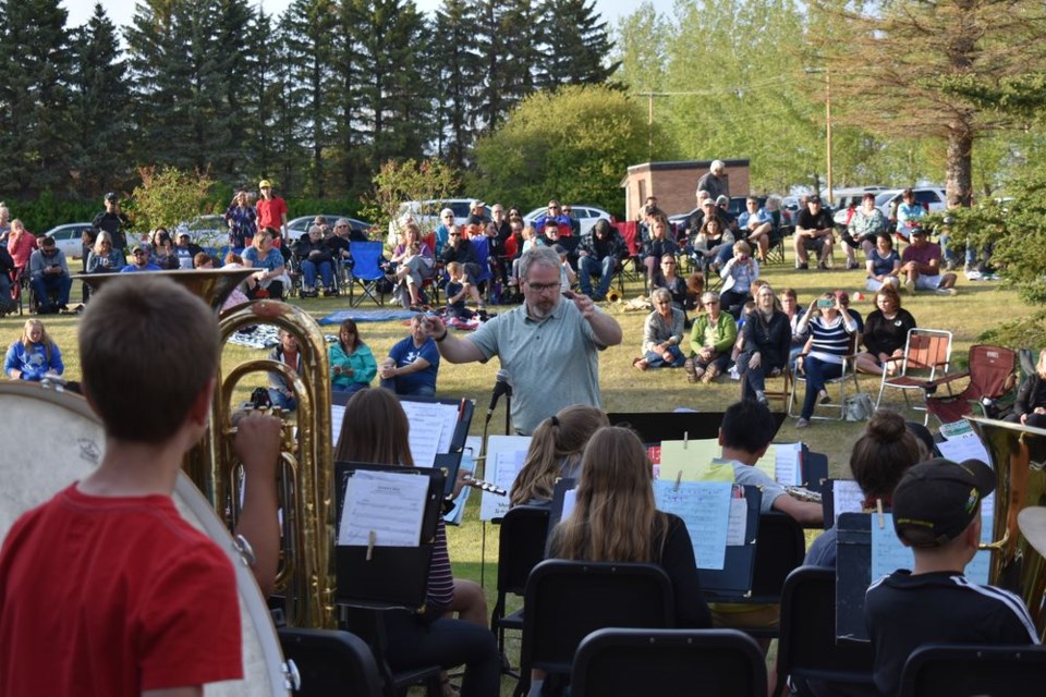 Members of the KCI senior band, under the direction of Darren Kitsch, performed several selections to close the annual lawn concert held on the grounds of the Kamsack Hospital on June 10.