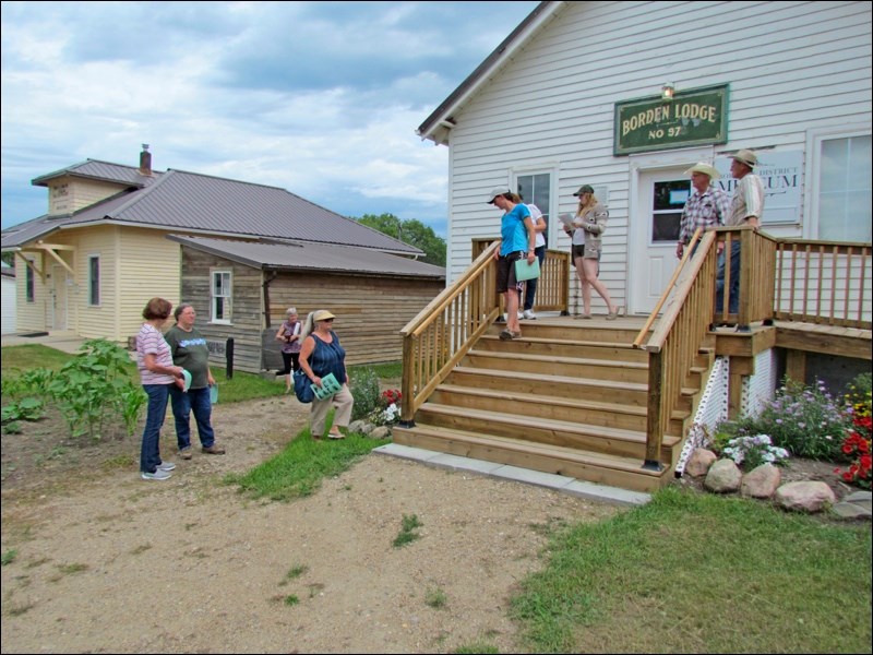 Some of the group waiting to start the Borden Historic Walk July 13. Photos by Lorraine Olinyk