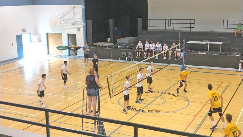 Some talent went national at the recent Canada Cup of Volleyball in Halifax. Pictured are Marc Revet, Cole Fransoo and Josh Fransoo in play. Photos submitted