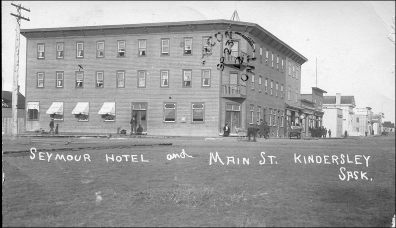 The Seymour Hotel as it looked in 1912. Source: prairietowns.com