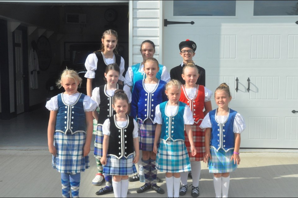 Dancers of the Battlefords Highlands Dancing Association pose for a photo