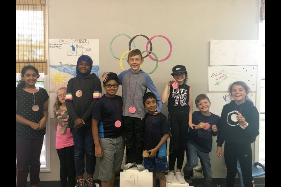 Young people in the Olympics camp were, from left, Namira Taneem, Alexis Smith, Mariam Dairo, Affan Mohammed, Nash Hollingshead, Zayan Mohammed, Payton Sernick, Beckham Sernick and Presley Hollingshead. Photo submitted