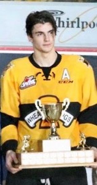 Braden Schneider received the Defenseman of the Year award for the Brandon Wheat Kings of the WHL in March.