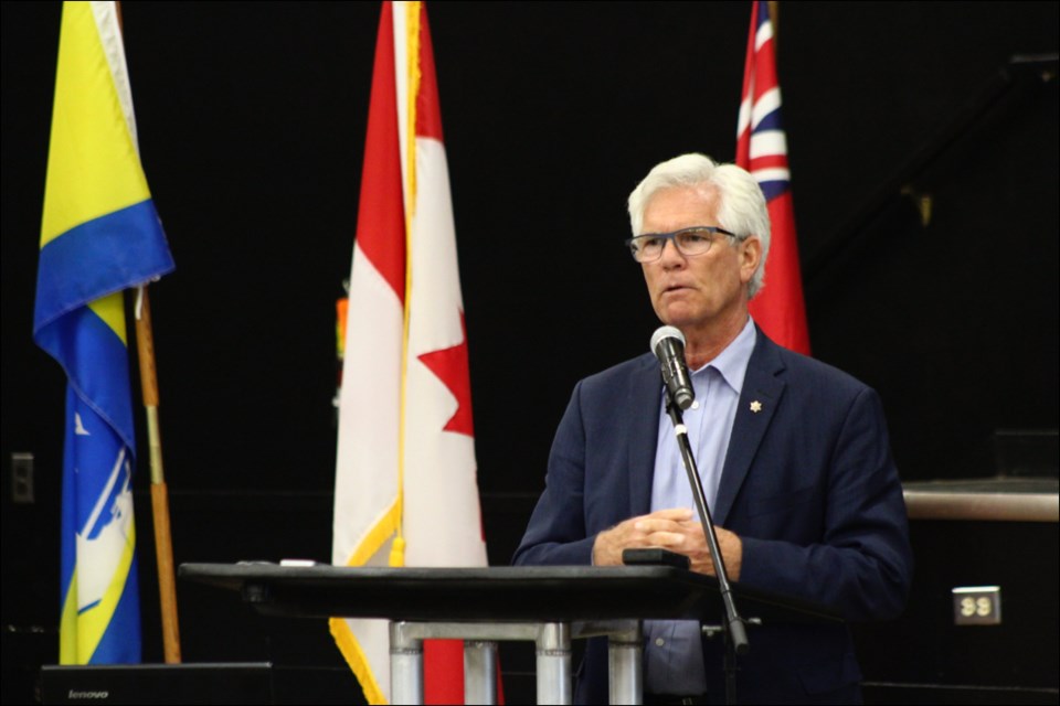 Federal international trade diversification minister Jim Carr makes a speech during the annual meeting of the Hudson Bay Route Association (HBRA), held in Flin Flon August 7.