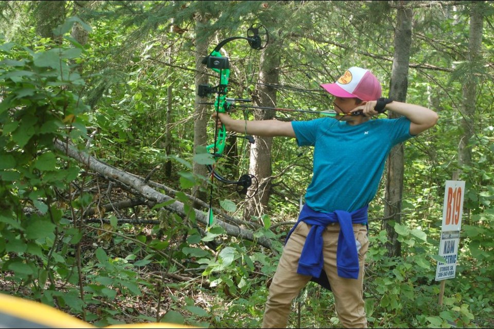 Avyn Seerey concentrated on taking aim at one of the many 3-D targets