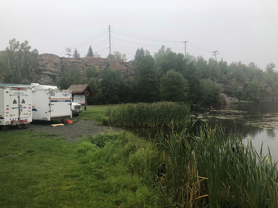 RCMP divers searched Hapnot Lake.