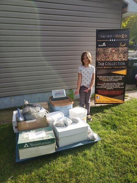 Sophia Hvidston, 8, of Canora, collected 170 pounds of pop can tabs for Silver for Gold, the charitable fundraising arm of EcoGenX of Canora, in support of pediatric cancer awareness and research.