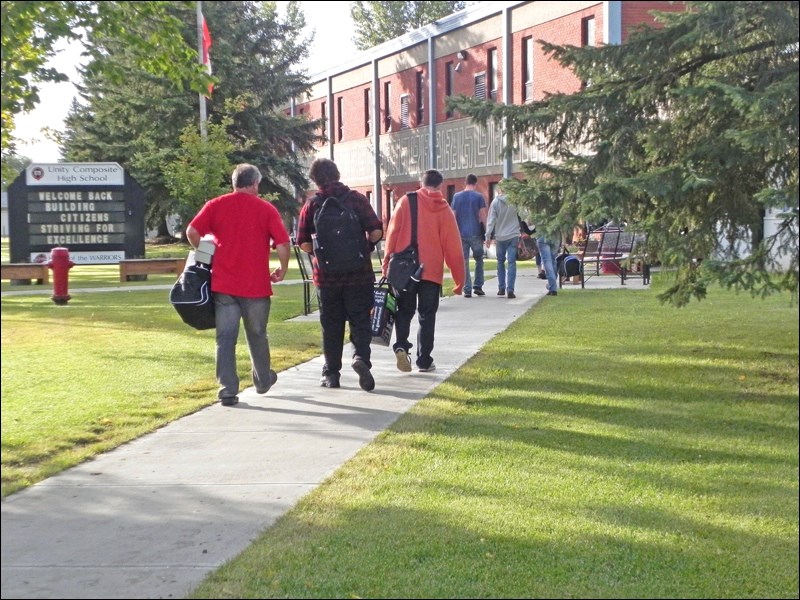 With backpacks and book bags in tow, students have returned to class as of Sept. 3, with enrolment numbers showing positive numbers in all Unity schools. Photos by Sherri Solomko