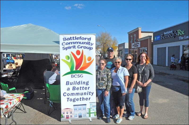 Battleford Town Councillor Judy Pruden the best attendance record of anyone on the current council. She is seen here with other members of the Battleford Community Spirit Group front: Shelley Boutin-Gervais, Gail Sack, Judy Pruden, Suzanne Reid, and, back, Tim Pruden. News-Optimist file photo