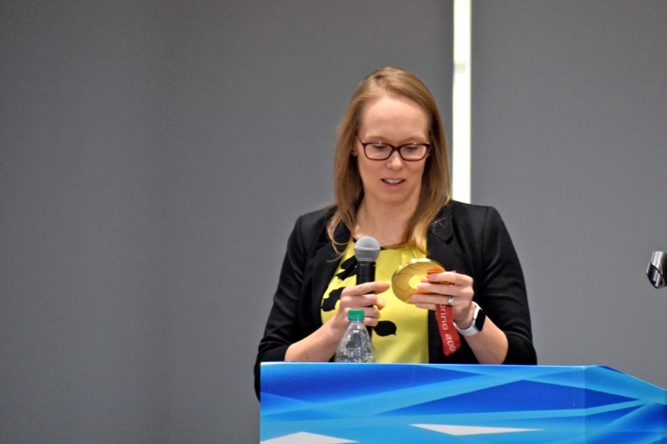 Cindy Klassen brought the Olympics gold medal she won in 2006 in Torino, Italy. Photo by Anastasiia Bykhovskaia