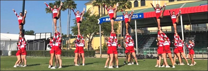 Team Canada doing some stunting on the beautiful lawns at the ESPN sport complex in Orlando, Florida
