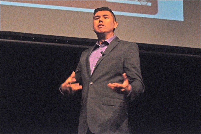 Kendal Netmaker, founder of Neechie Gear, was the opening keynote speaker Oct. 17 at the Saskatchewan Parks and Recreation Association conference at the Dekker Centre. Photos by John Cairns