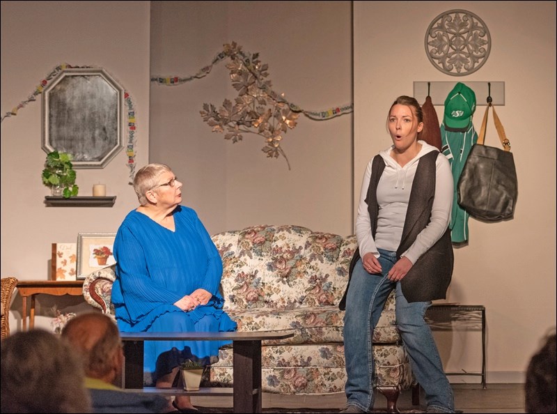 Mom, played by Candice Brown, and Kat, played by Jeanna Walker, in the Battlefords Community Players presentation of Mom's List.