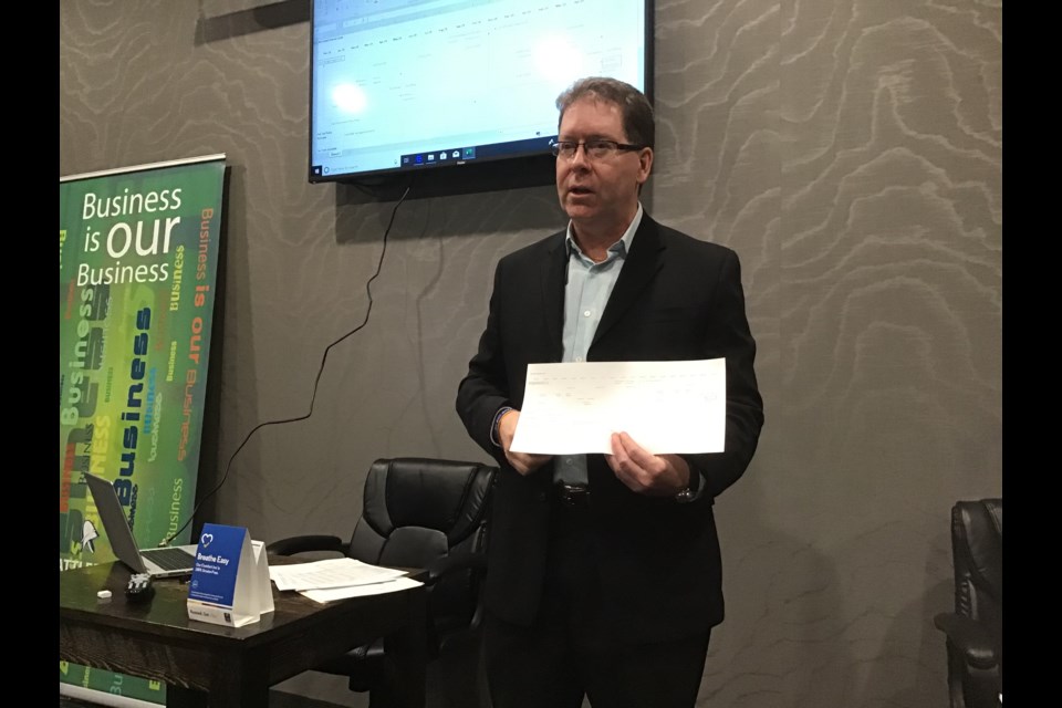 David Gillan, town of Battleford finance director, speaks on the topic of municipal taxation. Photo by John Cairns