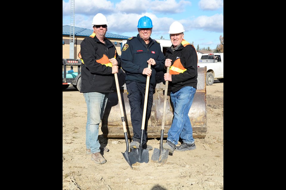 Left to right: Darcy Moore, Town of Carlyle Councillor and Chair of the Carlyle & R.M. #63 Fire Protection Board, Don VanMeer, Fire Chief, Carlyle, Jack Wilson, R.M. of Moose Mountain Councillor. The Carlyle & R.M. #63 Fire Protection Board are happy to announce that they have signed a contract with DSI Enterprises Ltd. from Weyburn, SK as the general contractor to build a new fire hall for our community. Construction started October 21, 2019 and will take approximately 18 months to complete.