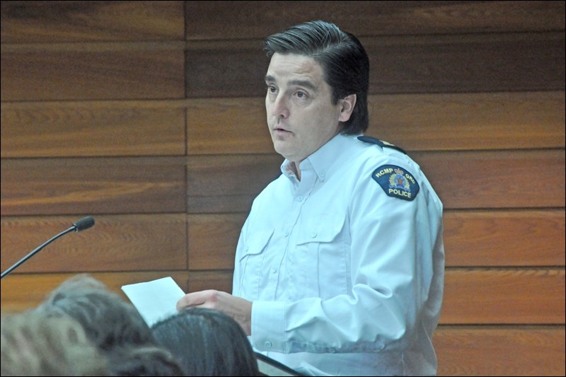 Insp.Tom Beck of Battlefords RCMP detachment at council Monday. Photo by John Cairns