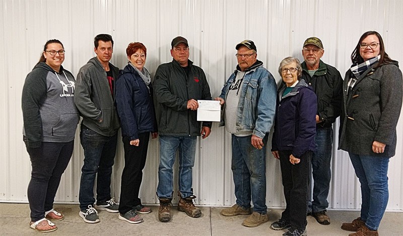 The Arcola Fair Society (AFS) accepts a generous donation from Vermilion Energy for the creation of our new north-side shelter belt and Vermilion Energy Memorial Path. From left to right: Fair board members: Aynslee & Andrew Sararas; Becky Pittman (AFS VP); Vermilion Energy representative, Shaun Bryce; Al Fletcher (AFS President); Nora Stewart; Jim Hines; and Lisa Pittman. Missing from picture are board members: Autumn Downey, Brian and Gail Crump, Christina Hislop and Nora Weightman.