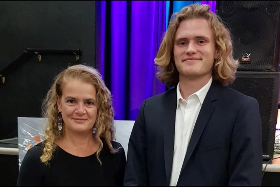 Rotary Exchange student Sean Vansweevelt may be a long way from his native Belgium, but he’s already made fast friends in Flin Flon - including Governor General Julie Payette. - SUBMITTED PHOTO