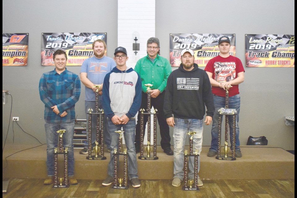 Points champions (back row) and runners up of 2019 were, back row, from left, Travis Hagen, Joren Boyce and Leevi Runge. Front row, from left, Kody Scholpp, Landon Runge and Robby Rosselli. Photo by Anastasiia Bykhovskaia