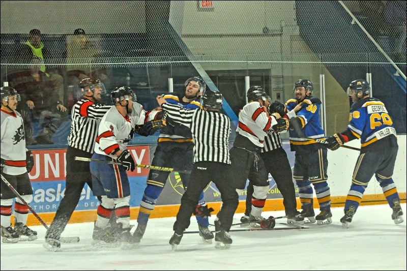 The Battleford Beaver Blues and Perdue Pirates were in fighting trim Saturday night as they kicked o