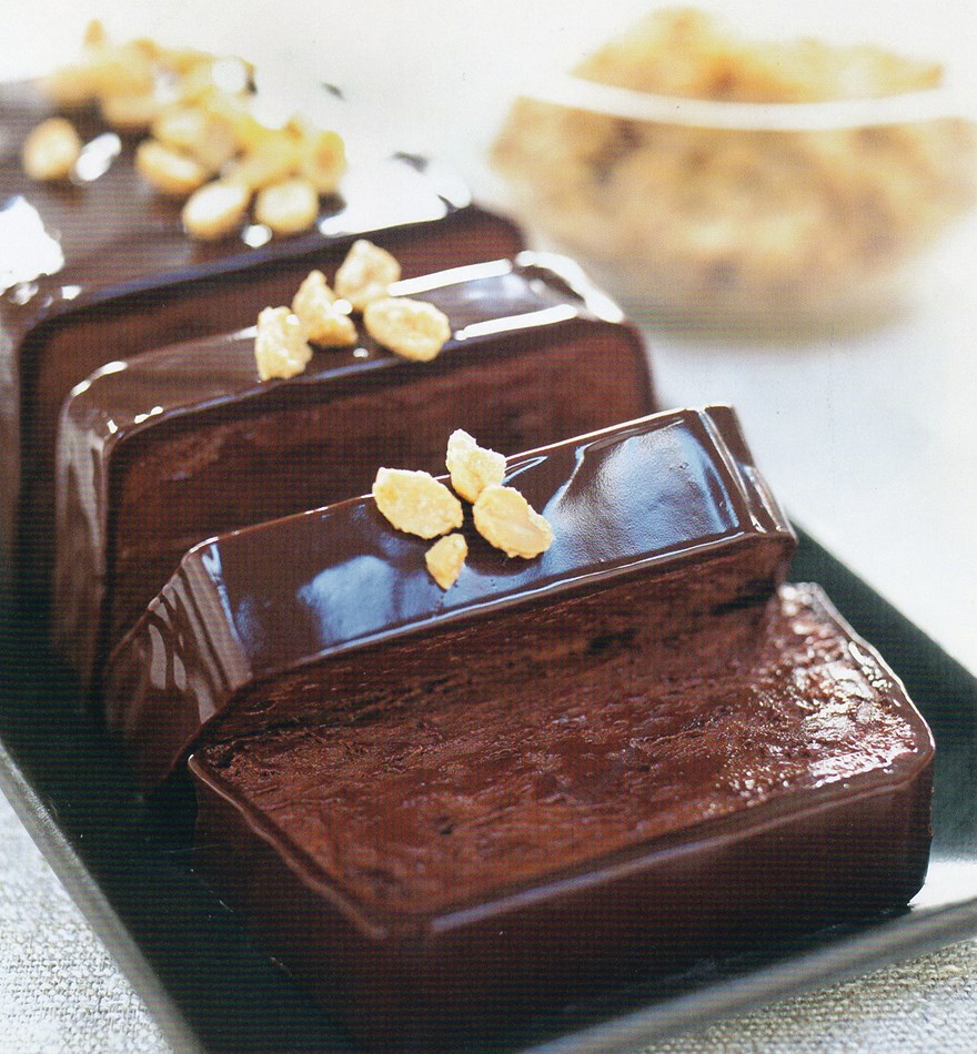 Chocolate-Peanut Butter Terrine with Sugared Peanuts