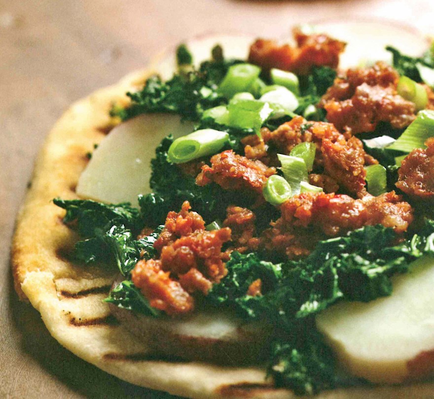 Kale, Potato and Chorizo Pizza