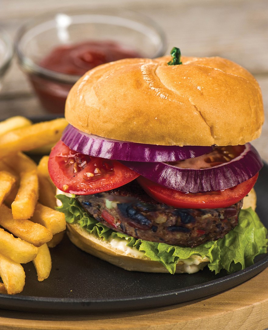 Grilled Pumpkin and Black Bean Burger