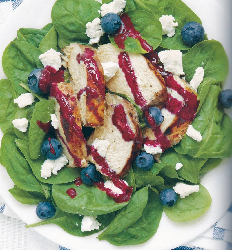 Blueberry Spinach Salad with Grilled Chicken