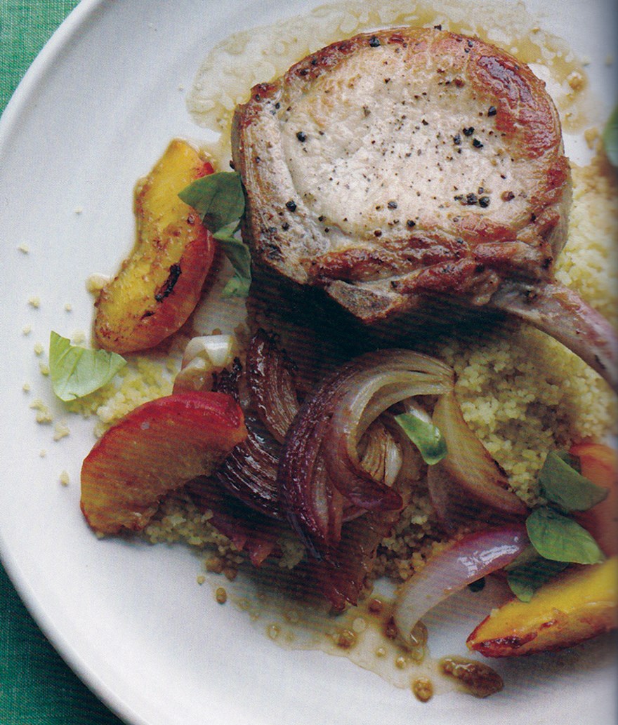 Roasted Pork Chops and Peaches