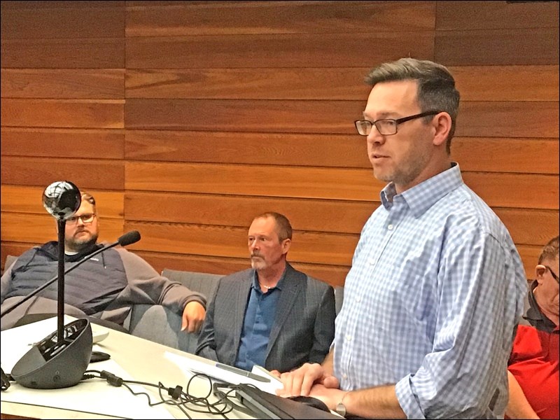 J.P. Mills of KGS Group presents to city council Tuesday an update on the $13.6 storm main twinning