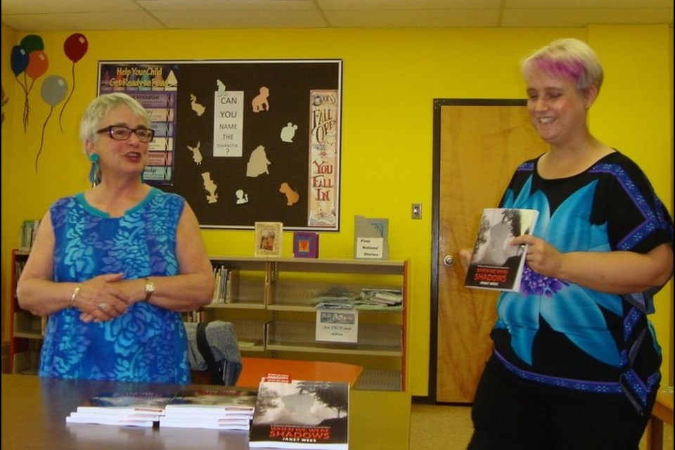Author Janet Wees was with Nicole Larson, librarian, at the book reading for When We Were Shadows.