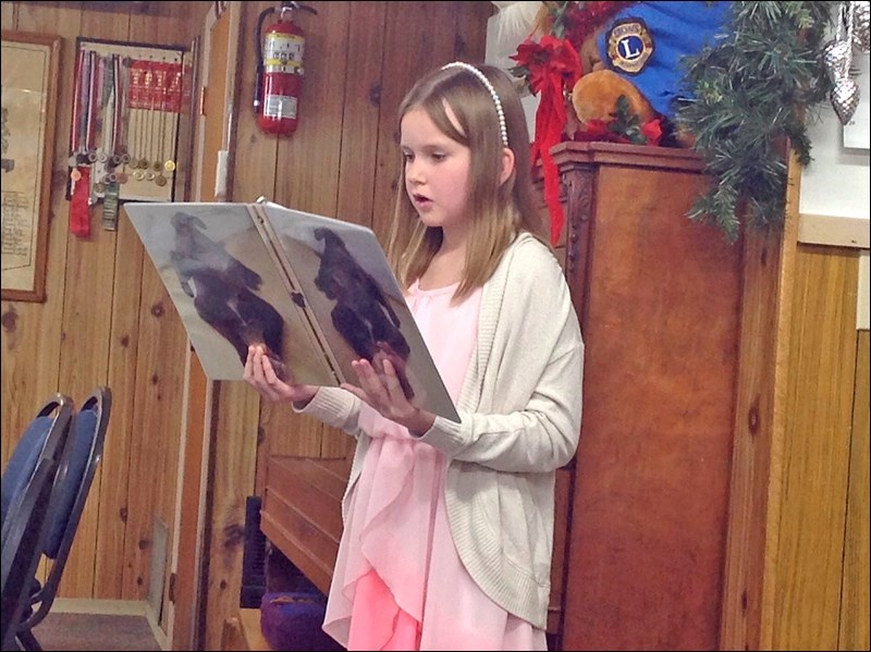 Jasmine Wood of Glaslyn singing her solos of Christmas songs.