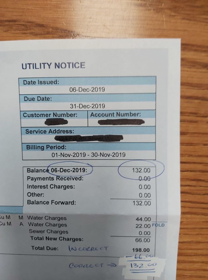 Submitted bill example