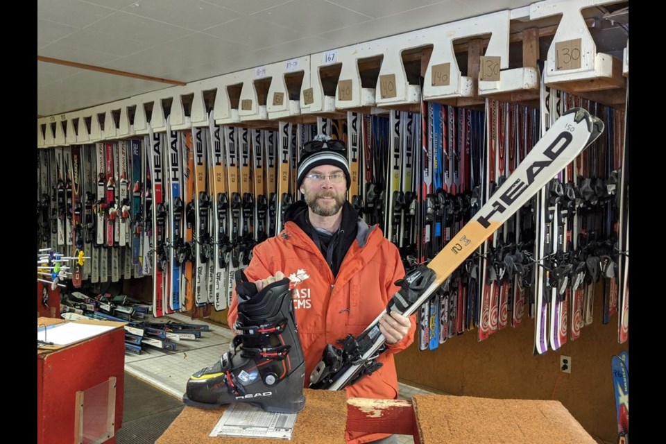 Craig Brock, manager at the Duck Mountain Ski Area, was excited to show off the new skis available for rent.