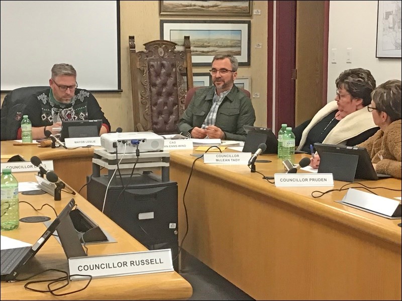 Mayor Ames Leslie and CAO John Enns-Wind were in attendance at Town Hall on Monday as council voted
