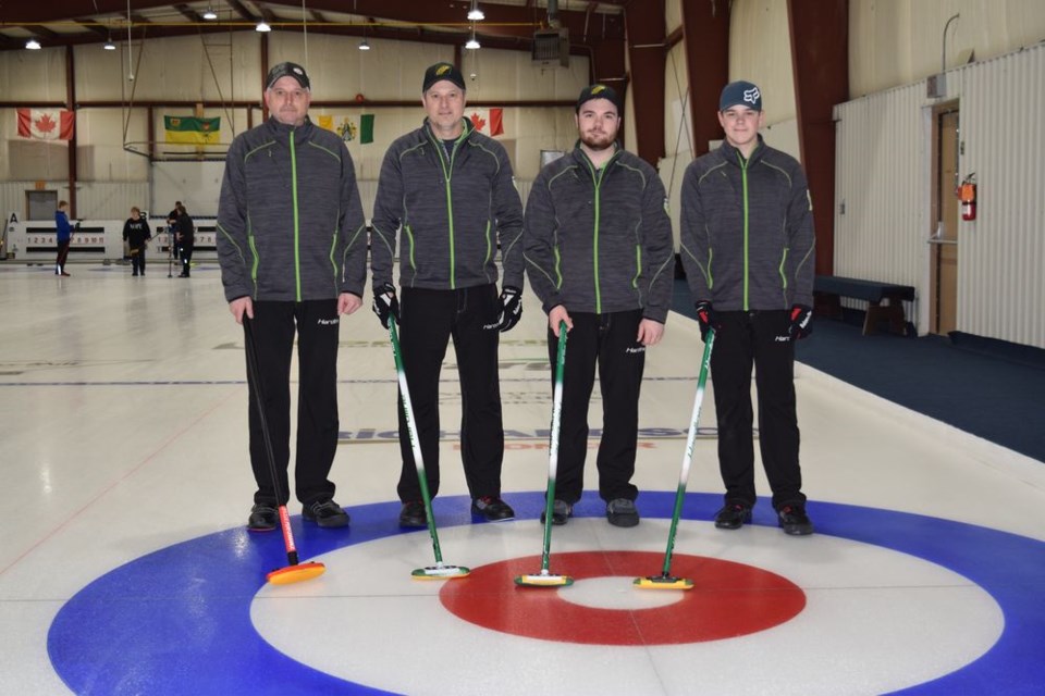 Team Zuravloff of Canora was the A event champion of the Canora Town and Country Bonspiel for the second year in a row, held from January 30 to February 2. From left, were: Kent Zuravloff (skip), Rob Zuravloff (third), Brandon Zuravloff (second) and Lane Zuravloff (lead).