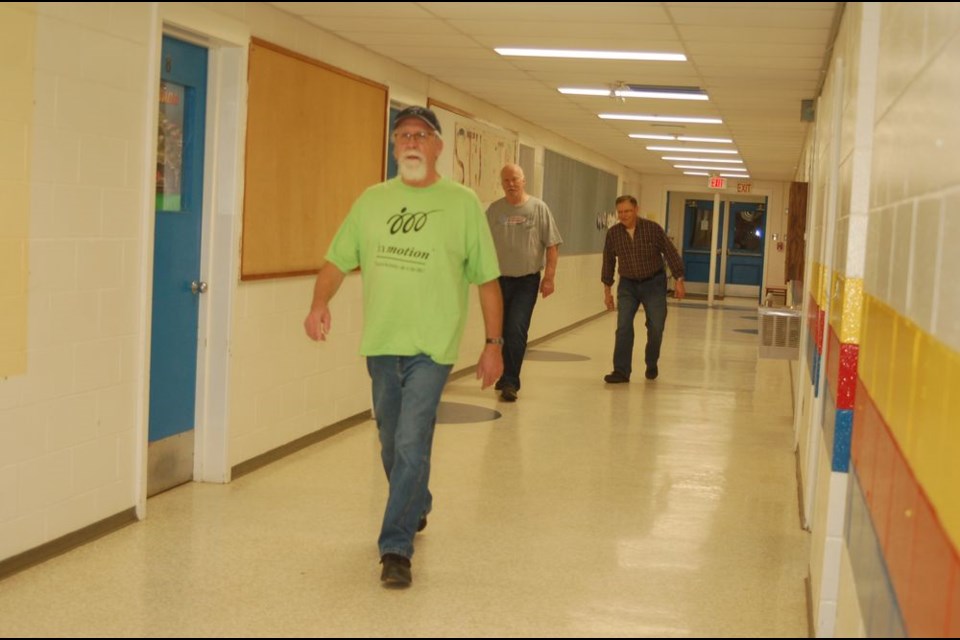 Walkers who have been participating on a regular basis in the Sturgis indoor walking program at the old Sturgis Elementary School building, from left, were: Eugene Boychuk, Dick Morken and Bert Sukansky.