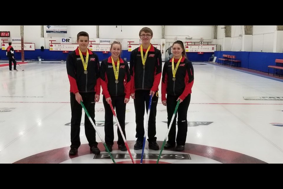 Members of the CCS senior mixed curling team, from left, were: Lane Zuravloff (skip), Ally Sleeva (third), Brody Harrison (second) and Cassidy Zuravloff (lead).