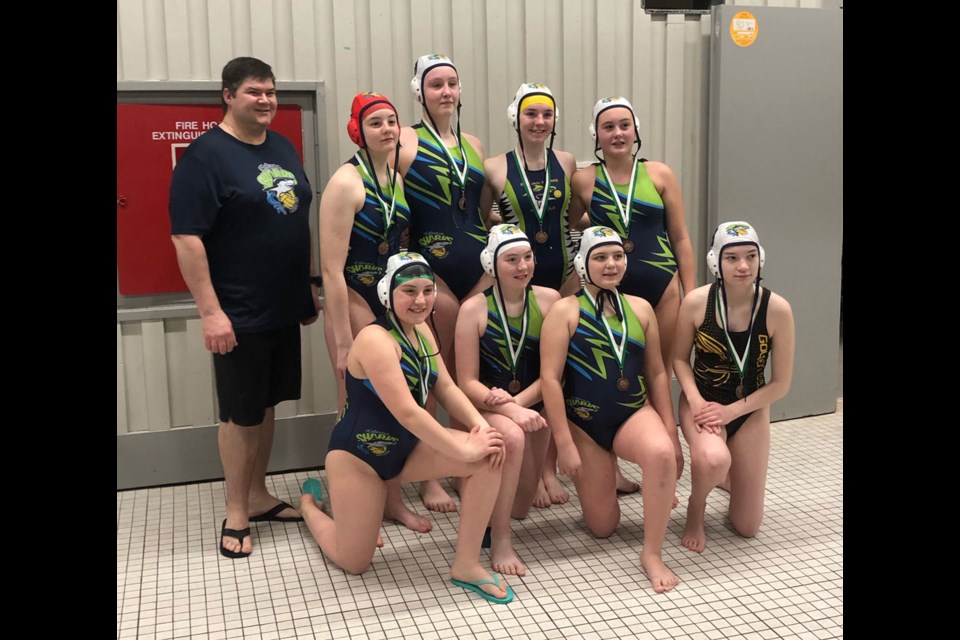 Members of the bantam girls were, back row, from left, Chad Knoll, Lily Knoll, Ava Salminen, Sadie Smith and Hailey Tangjerd. Front row, Prysm Gooding, Rachel Tober, Mahlyn Bomberak and Sarah James. Photo submitted