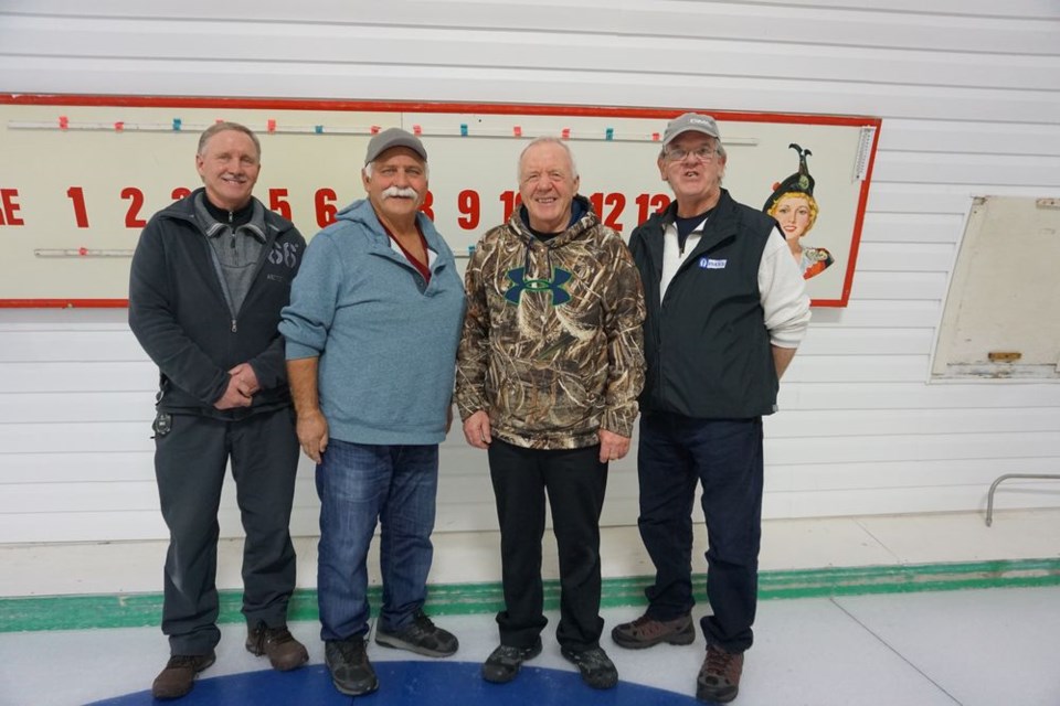 The Dale Zubko rink of Preeceville was the A event champion at the Buchanan Open Bonspiel from February 25 to 29. From left, were: Zubko (skip), Nick Bodnar (third), Lou Roste (second) and Phil Murrin (lead).
