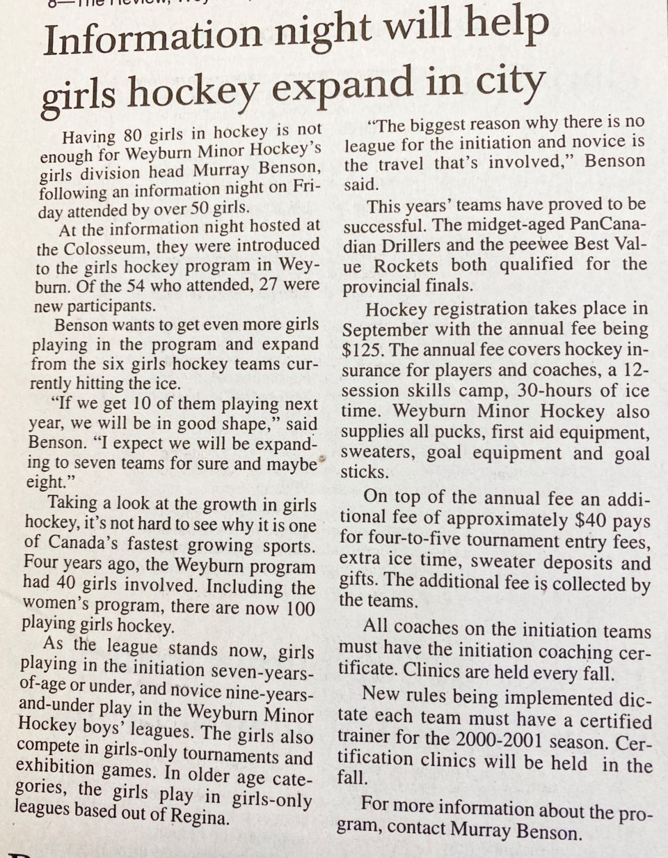 20 Years Ago girls hockey