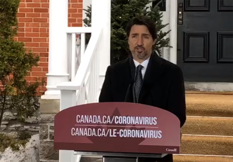 Prime Minister Justin Trudeau on April 3 at Rideau Cottage in Ottawa