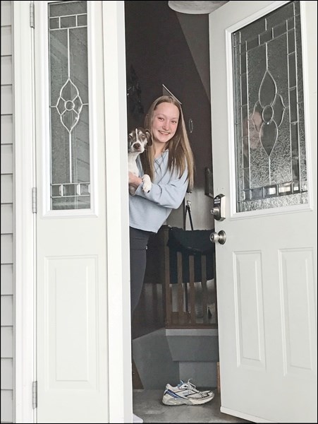Mrs. Harty, her daughters and students of JPII Collegiate interact in spite of schools being closed. Photos submitted