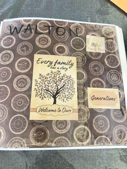 The scrapbook on the Walton family history. Photo submitted
