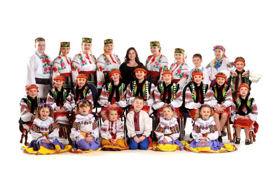 Prior to the restrictions due to the COVID-19 pandemic, the Barveenok Ukrainian Dance Club took part in the Tavria Ukrainian Dance Festival in Regina on March 13 to 15. Club members, from left, were: (back row) Lyndon Gawrelitza, Brynn Babiuk, Kylie Babiuk, Alyssa Mirva, Mikaela Twerdoclib (instructor), Sierra Karcha, Layne Englot, Bracyn Konkel, Shaylyn Karcha and Brianne Paterson; (middle) Allie Babiuk, Shaye Burym, Eva Romanchuk, Graison Belesky, Olivia Ivanochko, Maggie Ivanochko, Avery Masley, Morgan Olson and Kiarah Federuik, and, (front) Eva Romanchuk, Elizabeth Ivanochko, Emily Belesky, Kaileb Federuik, Maycee Johnson and Lindy Romanchuk.