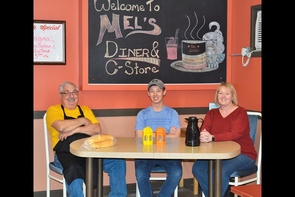 Mel Hill, Brayden Hill and Lorna Hill enjoy a moment’s rest at their newly opened Diner.